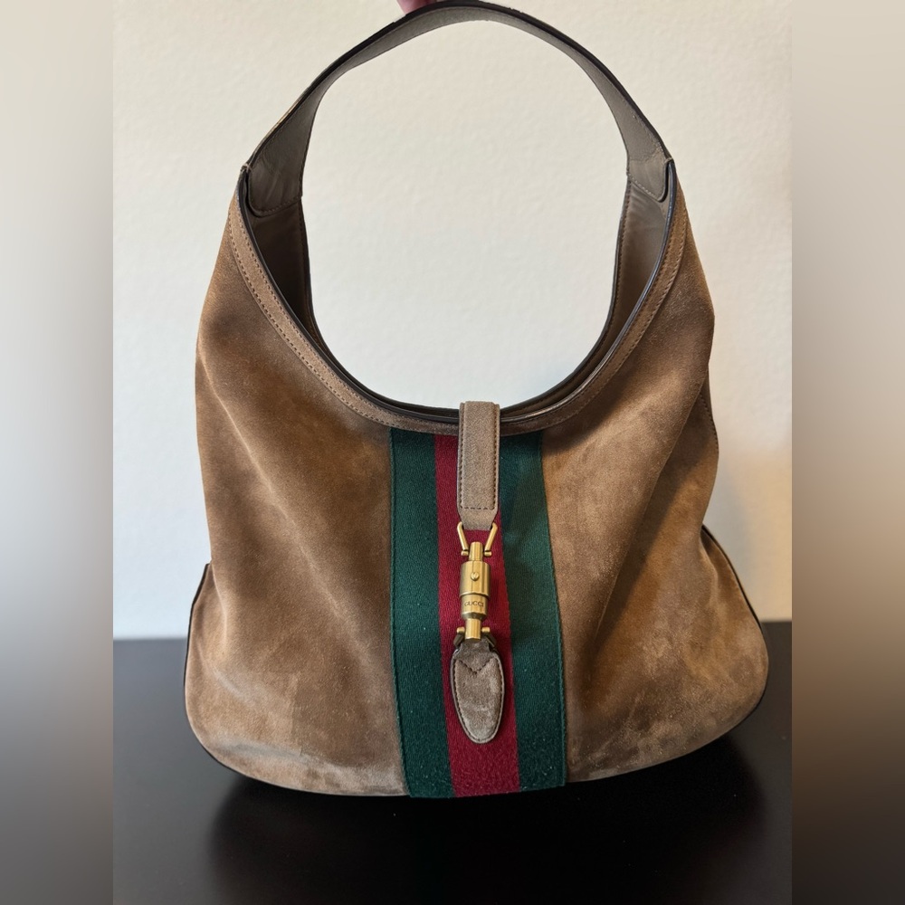 Gucci Large Suede Jackie Hobo – Web Stripe – Dust Bag & Pouch.